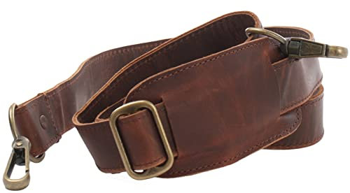 LECONI Trageriemen Leder Schulterriemen breiter Schultergurt für Taschen Umhängegurt längenverstellbar 3,5x150cm braun LEC-R3