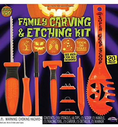 Horror-Shop Halloween Kürbis Schnitz Set 20-TLG. mit Anleitung