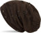 styleBREAKER warme Feinstrick Beanie Mütze im Destroyed Pailletten Look und weichem Fleece Innenfutter, Slouch Longbeanie, Damen 04024127, Farbe:Dunkelbraun