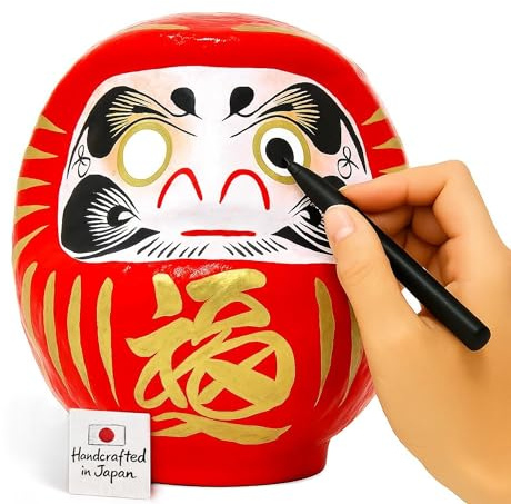 Daruma Puppe Rot 12 cm (4,7 Zoll) – Japanischer Glücksbringer für Erfolg & Zielerreichung – Traditionelle Dharma Wunschpuppe – Zen Feng Shui Dekoration & Geschenkidee – Größe 2 – Made in Japan