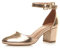 AJVANI Low mid Block Heel Ankle Strap Court Shoes Sandals Size 8 41 Rose Gold