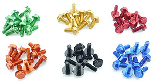 Außensechskant Schrauben Flansch Aluminium DIN 6921 rot blau schwarz gold grün orange eloxiert 10er Set, Farbauswahl:Schwarz eloxiert
