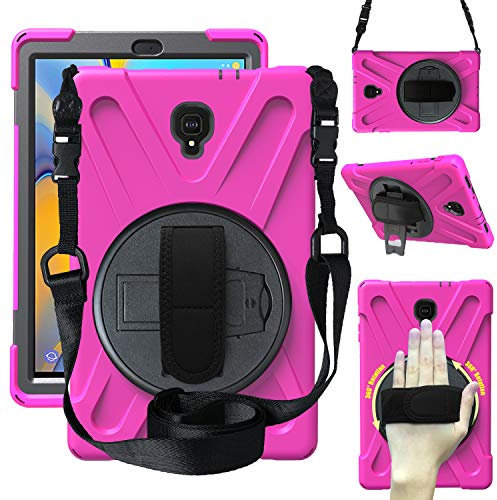 Schutzhülle für Galaxy Tab A 10,5 Zoll 2018, SM-T590/T595/T597, 360 Grad drehbarer Ständer, mit Handschlaufe und Schultergurt, strapazierfähig, stoßfest, für Samsung Galaxy Tab A 26,7 cm (10,5 Zoll)
