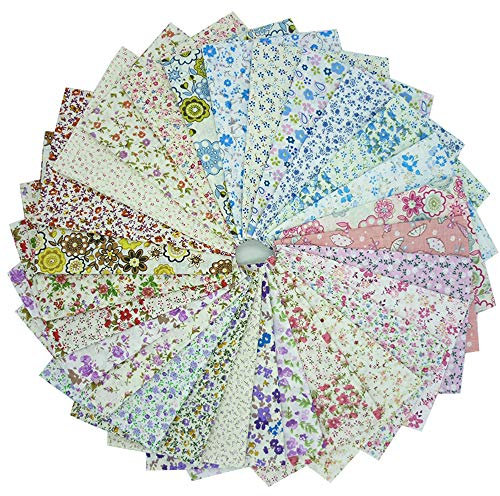 Paket: 28 Stück je ca. 25 x 25 cm Baumwollstoff Meterware Stoffe Stoffreste Stoffpaket für Patchwork 100% Baumwolle DIY Baumwollstoff Baumwolltuch mit vielfältiges Muster zum nähen
