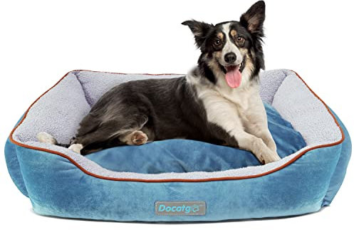 Docatgo Hundebett mit wendbarem Kissen, 80 x 60 x 26 cm, maschinenwaschbar, für mittelgroße und große Hunde