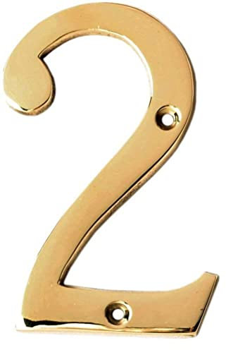 eSplanade Targhetta numerica appiccicosa per porta dell'hotel, in ottone da 10,2 cm, numero numerico 0-9 (2 (due)