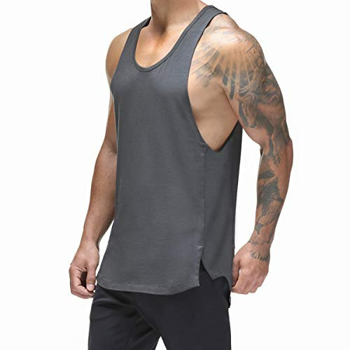 Magiftbox T09A Herren Trainings-Tanktop aus Netzstoff, schnelltrocknend, für Bodybuilding, Fitnessstudio, Training, Schwarz/Camo, grau, Klein