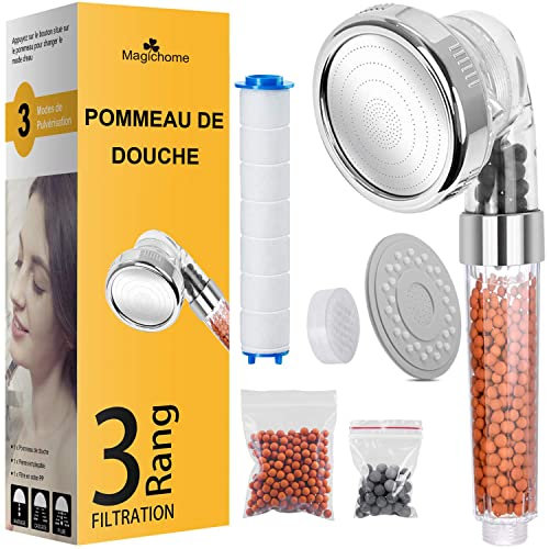 Duschkopf, Magichome Ionic Handbrause wassersparend Duschkopf mit Druckerhöhung für mehr Wasserdruck mit 3 Filtrationen und 1 ersetzbarem PP Filter