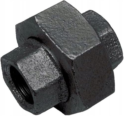 KNM TRADE - Temperguss Schwarz Gewindefittings Verschraubung flachdichtend IG-IG, 1