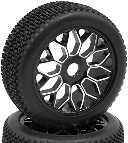 hobbysoul 2 Stück RC 1/8 Aluminium-Legierungsfelgen, Sechskant, 17 mm & 1/8 Buggy, Off-Road-Reifen