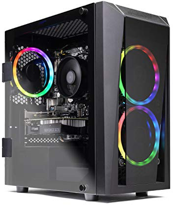 SkyTech Blaze II - Computer da gioco Ryzen 5 2600 6-Core 3.4 GHz, NVIDIA GeForce GTX 1660 Super 6G, 500G SSD, 16GB DDR4 3000MHz, RGB, AC WiFi, Windows 10 Home 64 bit
