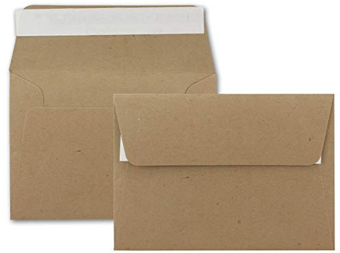 25x Briefumschläge Sandbraun DIN C6 Format 11,4 x 16,2 cm - Haftklebung - Kuverts ohne Fenster - Weihnachten, Gutscheine, Grußkarten & Einladungen