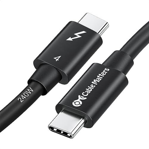 Cable Matters [Intel certificado 0,8 m Cable Thunderbolt 4 de 40 Gbps para vídeo 8K y Carga a 240W - retrocompatible con Thunderbolt 3, USB4, USB C