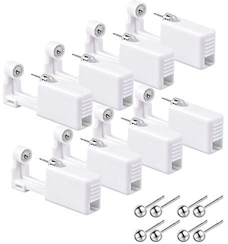Vegena 8 Stück Piercing Gun Unit Tool Schmerzlose, Piercing Pistole Ohrlochstechset mit Ohrstecker für Asepsis Piercing Kit Piercingzubehör (Silberne Kugel)