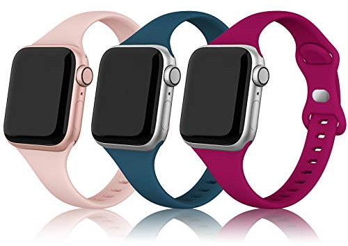 Parmph Sport Band compatibile con Apple Watch 38 mm 40 mm 42 mm 44 mm, 3 confezioni di cinturino sottile sottile di ricambio compatibile per iWatch Series 6 5 4 3 2 1 SE Sport Edition Donna Uomo