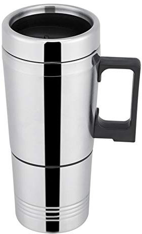 Bouilloire à eau chaude EVTSCAN électrique, 12 v/24 v 300 ml Portable en acier inoxydable voiture cafetière chauffage tasse à boire bouteille(12V)
