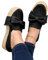 Onsoyours Espadrille Plateforme Femmes Chaussures de Toile Mode Casual Loafers Rayure Noeud Papillon Bout Fermé Confortable Sneakers pour Plage Vacances A Noir 36 EU