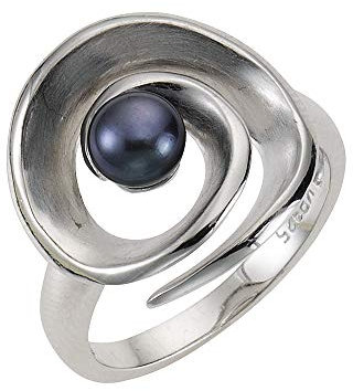 Zeeme Pearls Damen Ring 925/- Sterling Silber Matt/Glanz Perle weiß 273270751-1