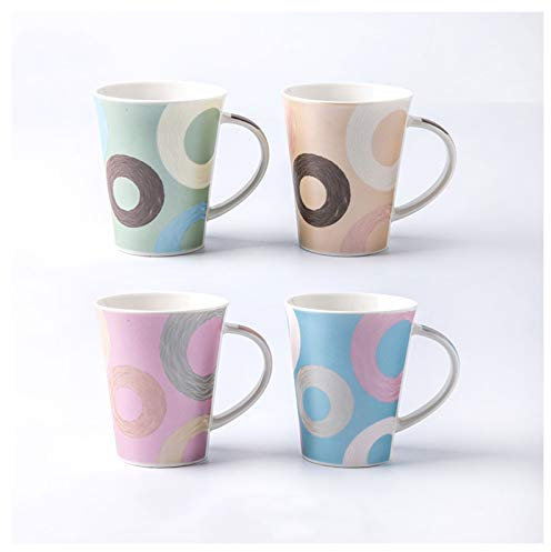Tassen Großkapazität Kreative Set Keramikbecher Wohnzimmer Haushalt Wasserschale Handgemalte Muster Kaffeetasse Geeignet für Kaffee, Milch, Joghurt (4 Stück) Kaffeetassen