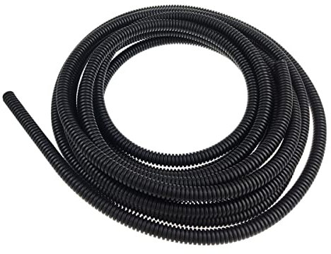 Black 5M Length Flexible Corrugated Bellow Conduit Protective Tube Pipe Hose Sleeve for Car,Garden,Office Electric Wiring 7mm*10mm …