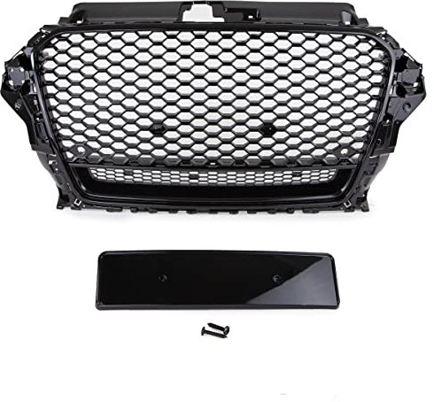 DM Autoteile Sport Kühlergrill Wabengrill Schwarz Glanz kompatibel für Audi A3 8V 12-16 nicht RS3 Quattro