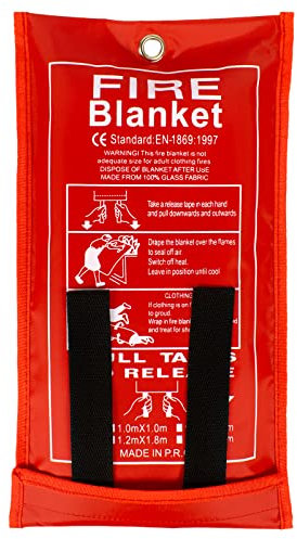 FLASLD Manta ignifuga apaga Fuegos Cocina, 100x100 cm Mantas de Fuego de Fibra de Vidrio de Emergencia para Personas, protección ignífuga y Aislamiento térmico Fire Blanket
