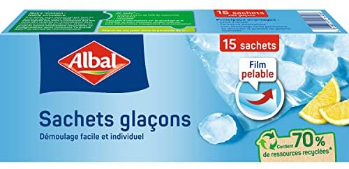 Albal - 15 Sachets glaçons - Démoulage facile - Facile à remplir - Contient des ressources recyclées