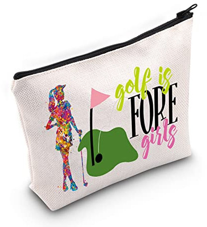 WZMPA Golf-Mädchen-Kosmetiktasche, Make-up-Tasche, Golf-Geschenke, Golf Is Fore, Mädchen, Reißverschluss, Tasche für Golf-Liebhaber, Golfspieler, Golf Girls, Passform