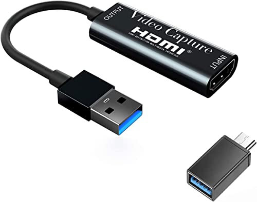 Schede di acquisizione video 4 K, HDMI scheda di acquisizione video USB 3.0 HD 1080p, per giochi, streaming, insegnamento, videoconferenza, trasmissione in diretta (Nero)