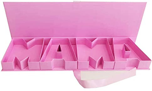 Leerer befüllbarer Kartonbuchstabe Ich liebe dich Geformte Geschenkbox Verpackung von Blumenbonbons (MAMA, Rosa)