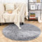 MARATIP Tapis Rond à Poils Longs, Moderne Tapis, pour Salon, Chambre à Coucher, Salle à Manger ou Chambre d'enfant,Tapis Doux et Moelleux pour la Chambre à Coucher(Gris,Ø 100 cm Rond)