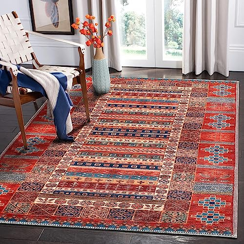 NETLINE HOME Washable Area Rugs for Living Room Traditional Carpet Low Pile Rug Non Slip Kitchen Rug - Decorative Floor Mats Boho Design Vintage Rugs Foldable Hallway Carpets for Bedroom - Multicolor