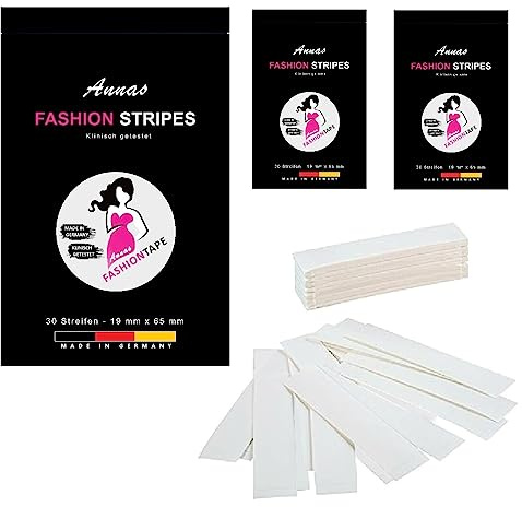 Annas Fashion Stripes 90 Stück in 19mm x 65mm - Made in Germany - Klinisch getestet - Beauty Tape, doppelseitig, transparent