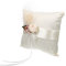 LABRIMP Coussin alliances de mariage avec fleurs romantiques, coussin en satin blanc, porte-alliances de mariage, coussins porte-alliances pour porter bague, pour livrer des anneaux aux jeunes mariés