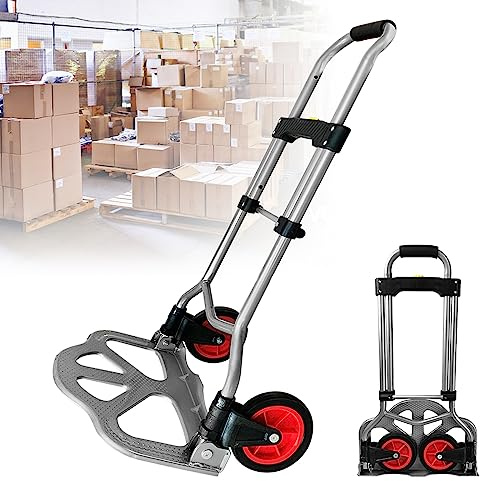 JOIEYOU Aluminium Sackkarre Klappbar Bollerwagen Faltbar Transportwagen Transportkarre Handkarre Trolley Gepäckwagen mit Anti-Rutsch Ladefläche Ausziehbarem Griff Belastbar bis 80 kg