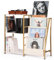 HYCFYJR Giradischi Porta Vinili, Mobile Giradischi con Porta Vinili 3 livelli, Porta Vinili da Mobile con Now Playing Vinyl Stand, Mobile Giradischi per Soggiorno, Oro Bianco