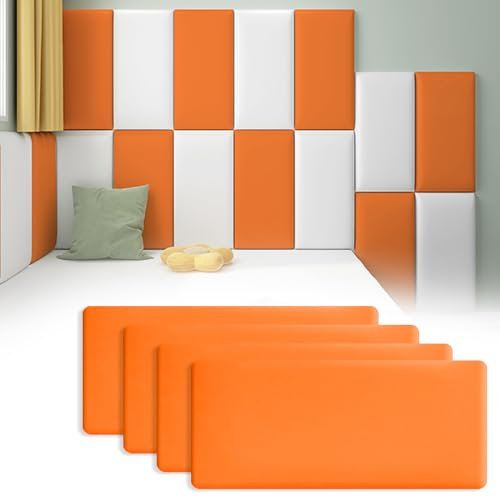 Sparklenut Lot de 4 Panneaux Rembourrés 40 x 20 cm - Protection Contre les Chocs, Tête de Lit, Décoration Murale - Coussin pour Chambre d'Enfant