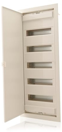 Intratec Coffret de distribution encastré, IP40 – Boîtier de distribution intérieur avec porte pour installation en milieu sec, 5 rangées, 60 modules, 842 x 346 x 94 mm, blanc