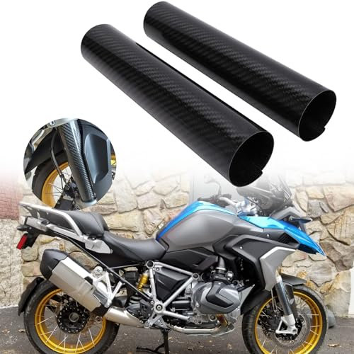 IUVWISN Universel Protection Fourche Avant Moto Cross Protège Fourche Moto Carbone 190mm Soufflets de Fourche à Suspension Avant Contre la poussière pour ADV Pit Dirt Bike Motocross Enduro Street Bike