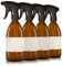Oputec 4 x 500ml Sprühflaschen aus Glas zum Befüllen mit ergonomischem Sprühkopf + Etiketten - Leere Wassersprühflasche für Pflanzen, Blumen, Reinigungsmittel, Haarpflege und mehr