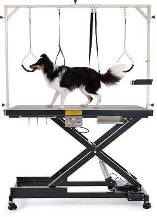 CO-Z Elektrischer Hundepflegetisch Tierpflegetisch mit X-Form Höhenverstellbarer Trimmtisch für Haustiere Hundepflegetisch mit elektrischem Aufzug(Schwarz)