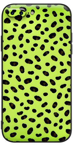 Berkin Arts Compatible with iPhone 8 Plus Case/iPhone 7 Plus Case Clear Silicone Cover Leopard Print Green Blooms Fashion Artwork