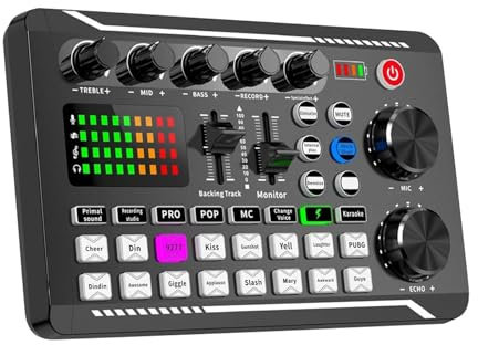 DJ Controller F998 Multifunctional Tuning Sound Card Microphone Mixer Kit Aud-io Recording Mixer Aud-io Mixing Console Amplifier for Phone PC DJ starter kit(Sound card Only)
