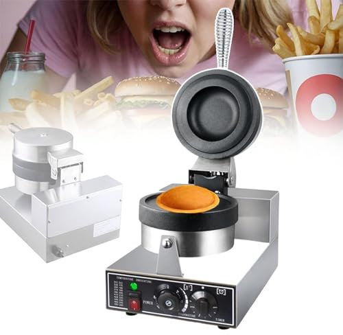 XNXYSMKJ 1200W Electric Hamburger Maker, Press, Non-stick Commercial Ice Cream Waffle Toaster Stainless Steel/220V (220v)