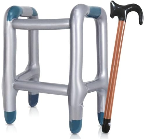 Bluelves Rollator Aufblasbar, Aufblasbare Gehhilfe, Aufblasbarer Spazierstock, Lustig Kostümzubehör als Opa Oma, für Geburtstag Frau Mann Lustig, Cosplay Karneval Fasching Rente