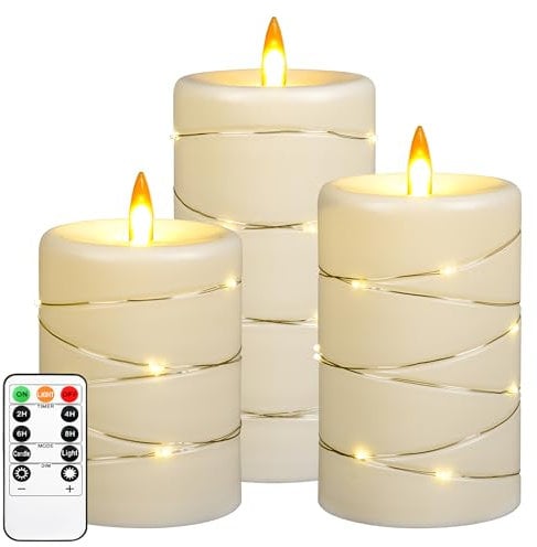 Lume di candela a LED, 3 candele a fiamma dinamica, una candela a batteria, simulazione più realistica dell'effetto delle fiamme, con telecomando a tempo.