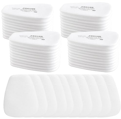 50 Stück Atemschutzmaske Filter, 5N11 Particulate Replacement Filters For 6000, 6200, 7502, 6800, 7501, FF402 Partikel Einlegefilter 3M, Austauschbare Partikelfilter Baumwolle