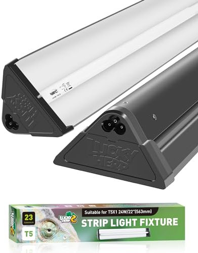 LUCKY HERP T5 UVB Lampe Terrarium, Reptilien UVA Leuchtstoffröhre 24W, 30% UVA+10% UVB Kit für Schildkröte, Bartagame, Vögel, Schlangen, Eidechsen, Reptil