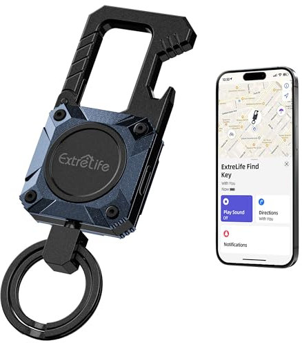 Key Finder, Works with Apple Find My (iOS only), Rechargeable Battery, Water-Resistant, Bluetooth Tracker Tag for Bags, Luggage, Pets & Backpack, Blue