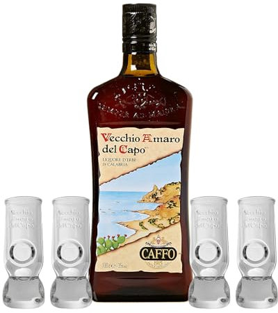 Vecchio Amaro del Capo 100cl + 4 Bicchieri Originali da Degustazione in Vetro